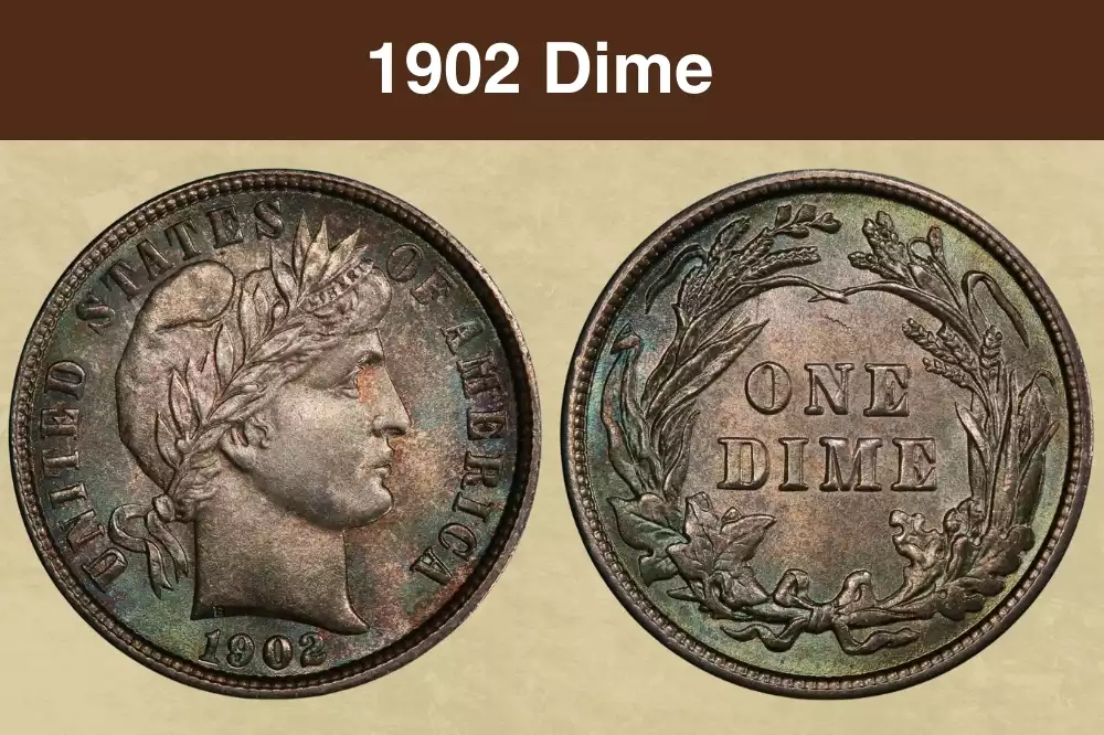 1902 Barber dime obverse and reverse showing Liberty portrait and eagle design